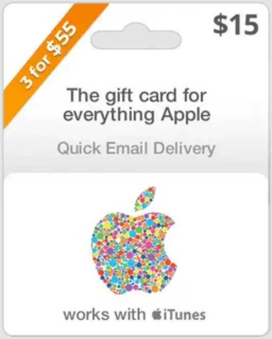 $15 USA Apple Gift Card (Email Delivery)